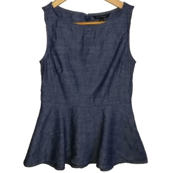 Banana Republic Tops - 3/30$ BANANA REPUBLIC Blue Chambray Cotton Business Casual Peplum Top Size 00